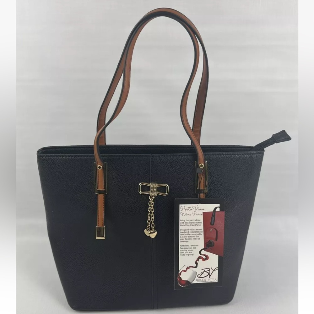 Black Porto Vino Wine Bag, Purse Flask Bag 1.5L, Insulated Handbag NWT PARTY